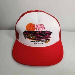 Vintage Grand Canyon Red White Snapback Trucker Hat